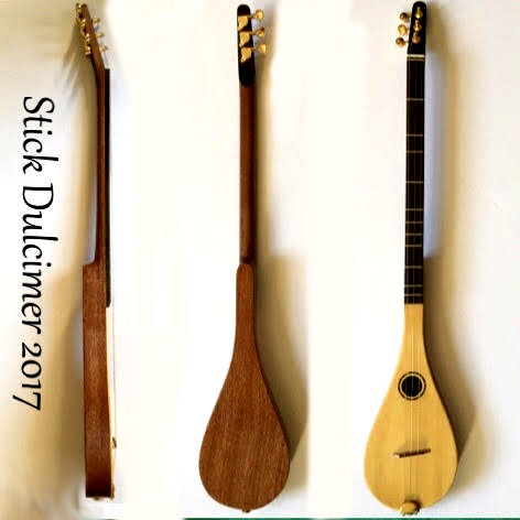 sides, back and front view of stick dulcimer