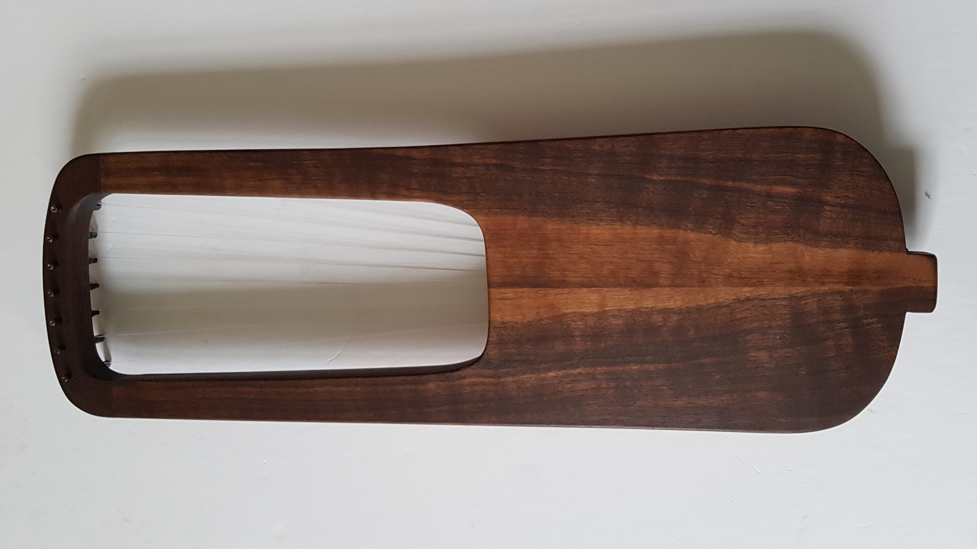 back of lyre,  custom walnut wood model,   sapwood and heartwood