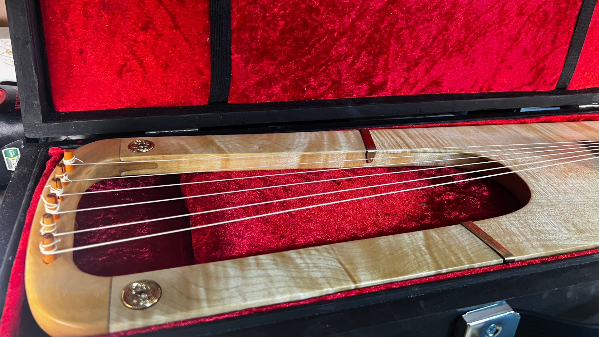 back of lyre,  custom walnut wood model,   sapwood and heartwood